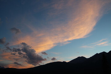 sunset over the mountains, Jasper National Park, Alberta