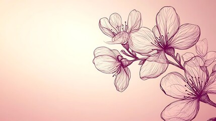 Fototapeta premium Pink cherry blossom branch, spring background, greeting card