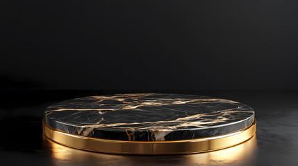 Obraz premium Minimalist Black and Gold Marble Display Stand