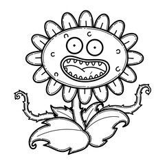 Cartoon flower illustration doodle line.