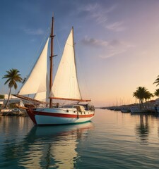 Velero con ancla en el puerto de Puerto Progreso, yucatan, marina