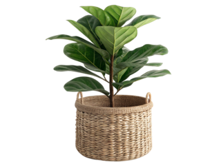 Potted fresh plants isolated on transparent background.