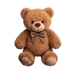 A soft, plush teddy bear with a cute expression and a bow, designed for comfort and companionship.