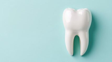 Fototapeta premium radiant white dental veneer on perfect tooth, showcasing its smooth surface and shine. This highlights dental aesthetics and oral health