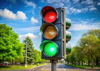 Dutch Portable Traffic Light Green Light Double Exposure Stock Photo