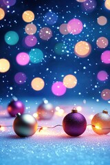 Colorful Christmas Ornaments with Sparkling Background