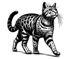 Beautiful cat in full-body, vector sketch, SVG, isolated on white background	