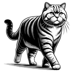 Beautiful cat in full-body, vector sketch, SVG, isolated on white background	