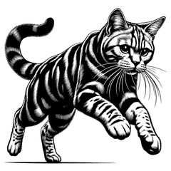 Beautiful cat in full-body, vector sketch, SVG, isolated on white background	