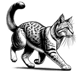 Beautiful cat in full-body, vector sketch, SVG, isolated on white background	