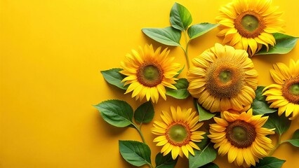 Obraz premium Vibrant Sunflowers: Autumn Harvest Flat Lay with Copy Space