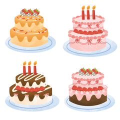 Birthday cake watercolor illustration