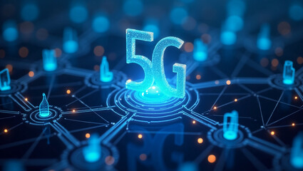 Naklejka premium 5G Network Connectivity in a Smart City