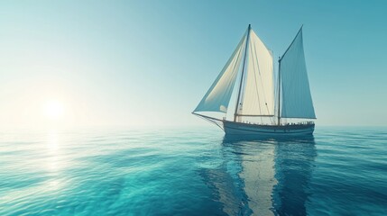 Fototapeta premium Sailboat sunset ocean sunrise travel calm