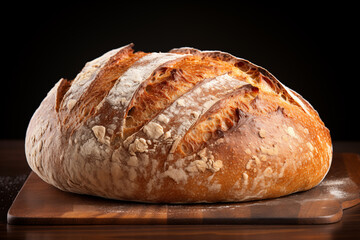 bread isolated on black. Baked bread