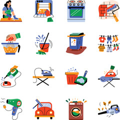 Set of Flat Style Housekeeping Icons 
