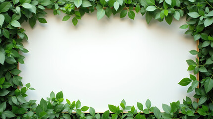 Blank canvas elegantly framed by vibrant green foliage.
