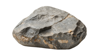 Natural rough stone with rugged texture on transparent background, realistic rock for landscaping, geology studies, and game asset design
