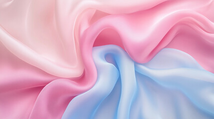 Obraz premium 淡いピンクとブルーの柔らかい布が画面いっぱいに広がったテクスチャー背景画像を描いたAI生成画像
