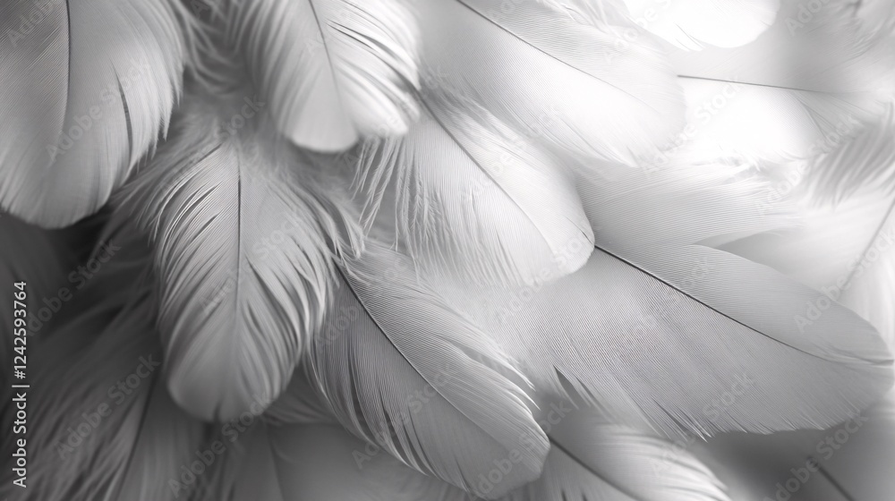 Poster soft and delicate background created by a close-up of white feathers