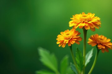 Naklejka premium Tanacetum vulgare flowers in full bloom against a green background, blossoms, stems