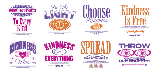 Minimalist typography set, for poster, t-shirt design. Vintage typography quotes vector set. Y2k typographic bundle for clothing design, Urban streetwear designs, lettering for t shirt 