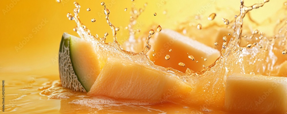 Aufkleber fresh melon slices create a big impact in a glass of juice