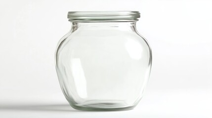 Empty glass jar, studio shot, white background, packaging mockup