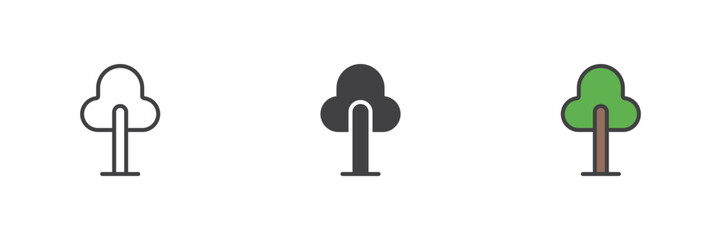 Tree different style icon set