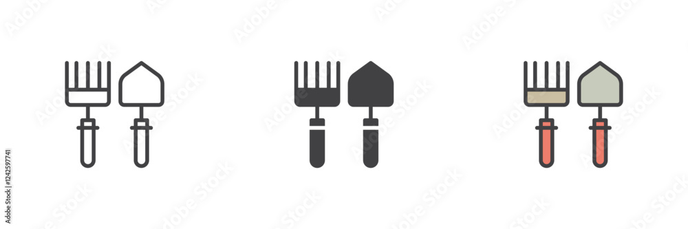 Poster garden tools different style icon set