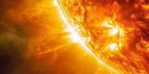 Close-up view of a solar flare showcasing vibrant energy emissions. 