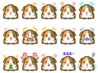 ゆるかわなモルモットの落書き風イラスト素材セット3