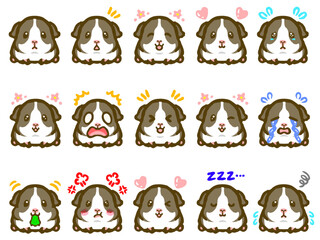 ゆるかわなモルモットの落書き風イラスト素材セット4