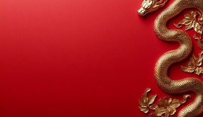 Obraz premium luxury red and gold chinese snake new year background with copy space for text, snake year