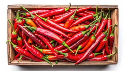 Vibrant red chili peppers, a spicy harvest bounty, displayed from above.