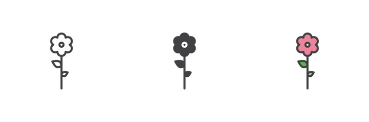 Flower different style icon set