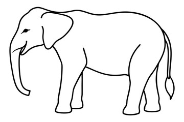 Elephant Silhouette in a Single Line Vector