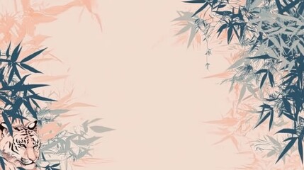 Naklejka premium Serene Tiger Amidst Bamboo Forest Artwork