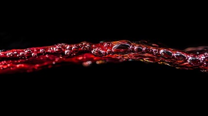 Red Liquid Flowing With Bubbles Abstract Art