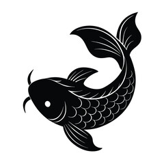 Obraz premium Koi Silhouette Vector Art and Black Koi Fish Illustration Design
