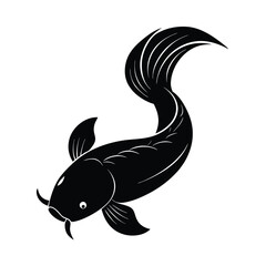 Koi Silhouette Vector Art and Black Koi Fish Illustration Design