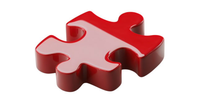 red puzzle piece isolated on white background 