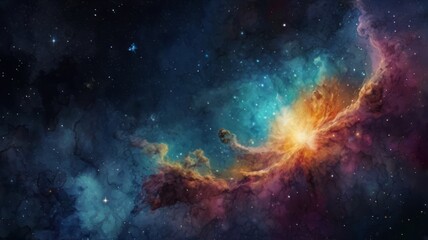 A Beautiful Fusion of Vector and Watercolor Cosmos