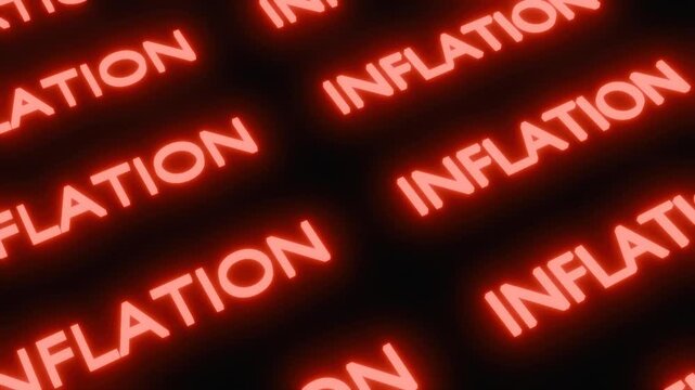 inflation text font slide tilted backgrounds finance bank decrease glowing shiny neon pattern arrangement lighting seamless video