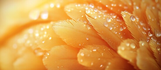 Close-up of a vibrant orange flower petal with water droplets, showcasing nature's beauty and detail