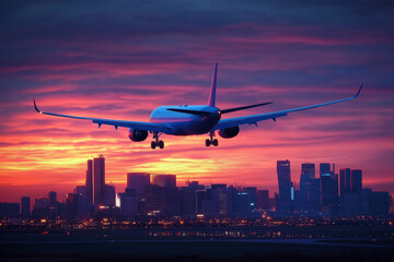 Fototapeta na wymiar Commercial airplane soaring high in the sky.