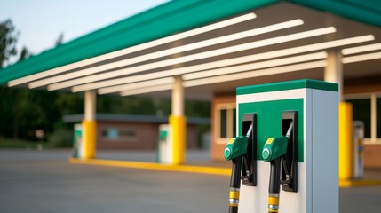 Gas station fuel pumps in natural light