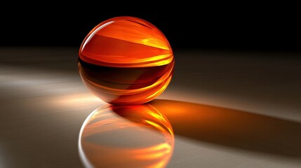 Glass Basketball Sphere Reflection Dark Background