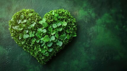 Heart-shaped green foliage design symbolizing love for nature, promoting environmental awareness on Earth Day and sustainable practices for a better planet