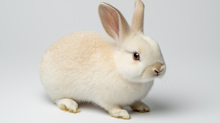 Obraz premium White Rabbit Isolated on White Background 